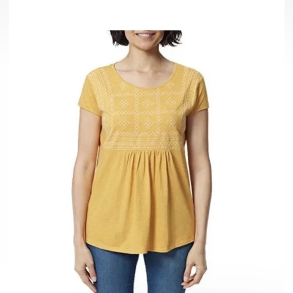 Gloria Vanderbilt | Ladies' Embroidered Tee | Crewneck | Sunflower (Yellow) | XL - Picture 2 of 4